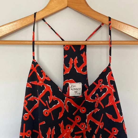 Love Audrey Anchor Racerback Tank Top Size Medium - Picture 2 of 5